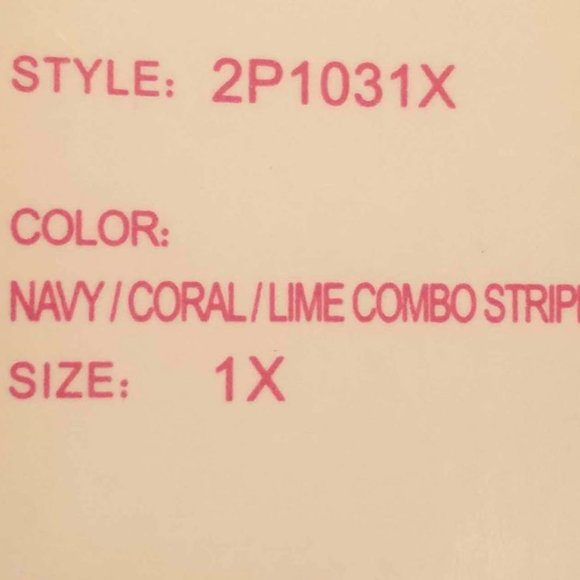 London Pie Woman’s Sz 1X Top Navy Coral Lime - Picture 7 of 8